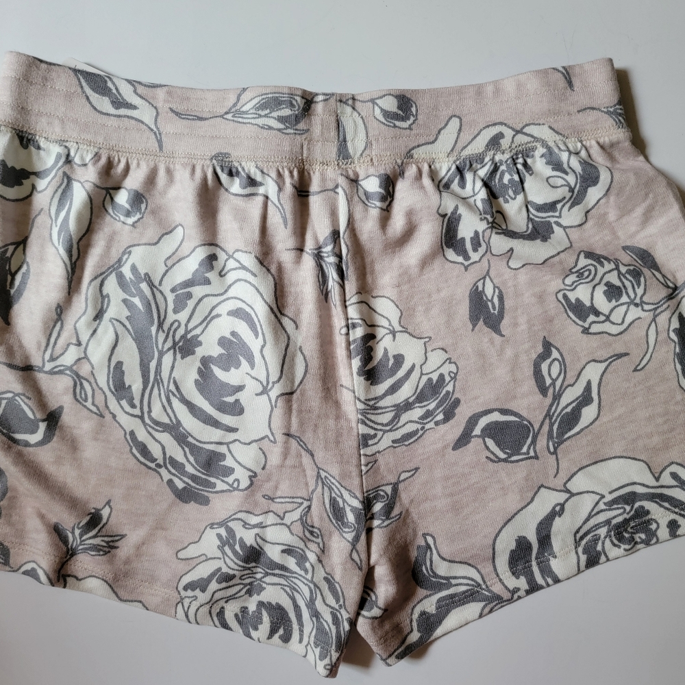 PJ Salvage Women's Floral Lounge Shorts Dust Pink Gray Peachy Soft M Pajamas - Picture 6 of 8